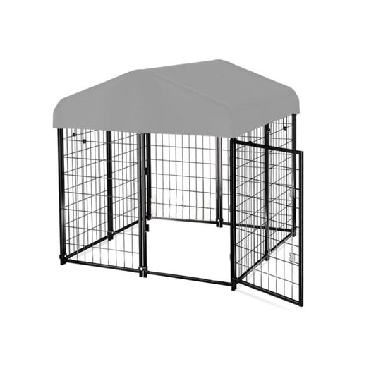 Garden Winds Custom Fit Replacement Canopy Top Cover Compatible with The PawGiant PDK-01 4' x 4' x 4.5' Pet Dog Kennel Playpen Crate - Upgraded Performance RipLock 350 Fabric - Slate Gray