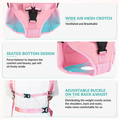 Lukovee Dog Backpack Carrier, Legs Out Easy-fit Dog Front Carrier for Small Medium Dogs, Adjustable Hands Free Dog Chest Carrier for Hiking Cycling (Pink,Medium) - color: Pink