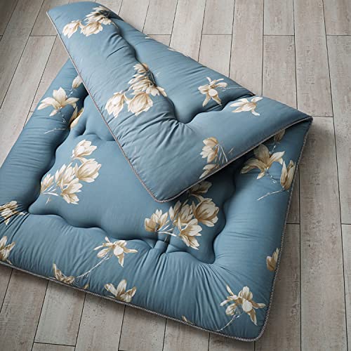 Floor Mattress for Adults Traditional Japanese Floor Futon Mattresses Foldable Guest Bed Camping Mattress Roll Up Sleeping Pad Thicken Tatami Mat with Mattress Cover,Flower,Full(120x200cm) - color: Flower, size: Full(120x200cm)
