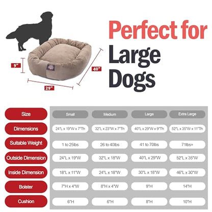 Majestic Pet 40 Inch Micro Velvet Calming Dog Bed Washable – Cozy Soft Round Dog Bed with Spine for Head Support - Fluffy Donut Dog Bed 40x29x9 (inch) – Round Pet Bed Large – Pearl - color: Pearl