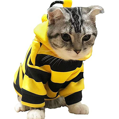 Pet Bee Halloween Costume Dog Hoodies Cat Holiday Cosplay Warm Clothes Puppy Cute Hooded Coat Christmas Outfits for Cat and Small Dogs (Yellow, X-Small), XS - color: Yellow, size: X-Small