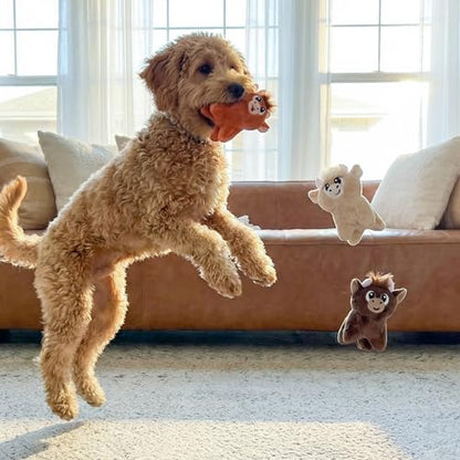 Outward Hound Squeakin’ Cows Dog Toy, Plush Highland Cow with Squeaker, Hide-A-Cow Replacement, Puppies & Small Dogs, 4.3”, 3-Pack - color: Cows (3-pack)