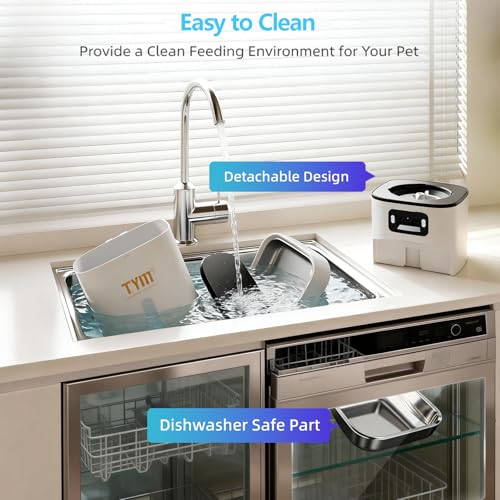 Automatic Cat Feeder with Camera, 5G WiFi Food Dispenser for Small Pets | Two-way Voice | Night Vision | Separation Anxiety | Weight / Diet Control | Programmable Timer | APP Remote Control - color: White-1c