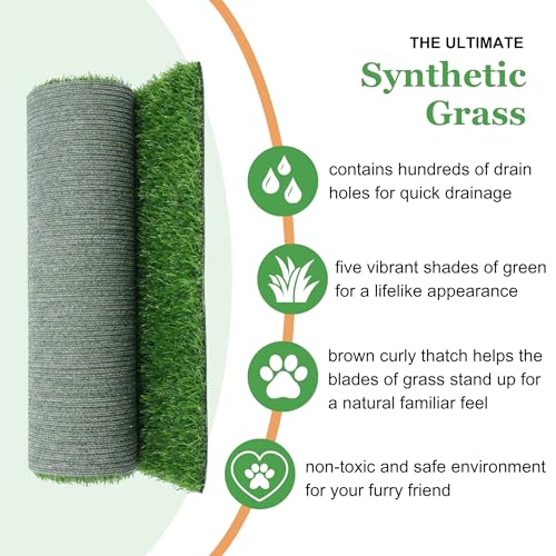 Porch Potty Stabdard Artificial Grass Potty Pads for Dogs, 4x2 Ft | Reusable Artificial Grass with Mesh Backing, Washable Design, Quick Absorb and Instant Drainage best for Dog Potty Training - size: New Standard