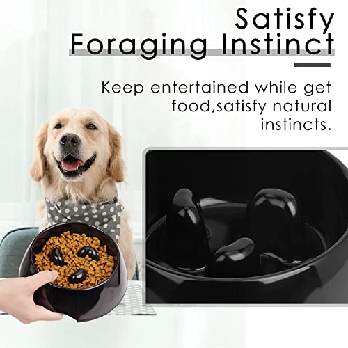 Super Design Slow Feeder Dog Bowl, Melamine, 1.5 Cup, Black, 8.6 x 8.4 x 2.7 in, 1.39 Pounds - color: Black, size: L