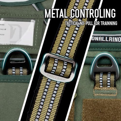 Tactical Dog Harness for Medium & Large Dogs, Green Adjustable No-Pull Control with Handle, Heavy Duty Reflective Vest - Size L - color: Army Green, size: L