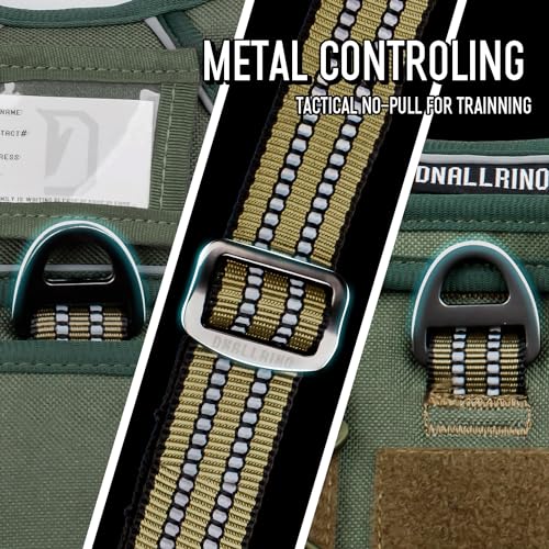Tactical Dog Harness for Medium & Large Dogs, Green Adjustable No-Pull Control with Handle, Heavy Duty Reflective Vest - Size XL - color: Army Green, size: XL