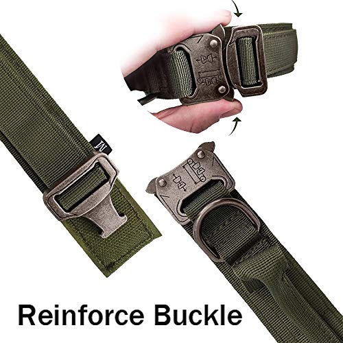 Tactical Dog Collar and Leash Set Adjustable Military Nylon Dog Collar with Control Handle and Heavy Duty Metal Buckle for Large Dogs（Green S - color: Green SET(collar+leash), size: Small (Pack of 1)
