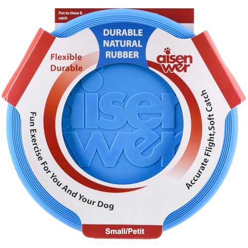 Dog Flying Disc - Durable Rubber Dog Toy for Fetch - Interactive Lightweight Flyer Dog Toys for Outdoor Playtime - Safer Disc for Healthy Activity - for Small/Medium Dogs (Blue) - color: Blue