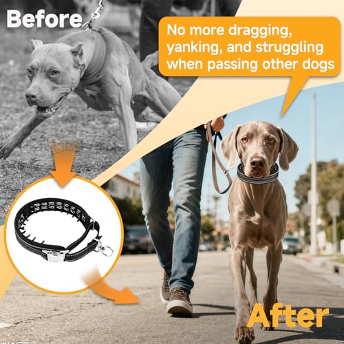 Mayerzon Martingale No Pull Collar for Medium Large Dogs, Walking Training Collar for Dogs German Shepherd Boxer Rottweiler That Pull, Reflective, with 360° Swivel Ring and Release Buckle(L, Black) - size: Large,2.5mm,17.25"-18.5"Neck