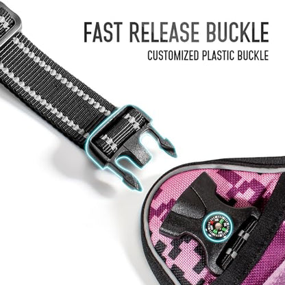Tactical Dog Harness for Medium & Large Dogs, Camo Purple Adjustable No-Pull Control with Handle, Heavy Duty Reflective Vest - Size M - color: Purple Camo, size: Medium