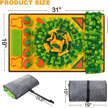 Large Snuffle Mat for Dogs，31''x19'',Interactive Puzzle Dog Sniff Mat,Slow Feeder Dog Puzzle Toys for Training & Mental Stimulation,Easy to Clean,Durable Digging Toys for Small Medium & Large Dogs - color: yellow