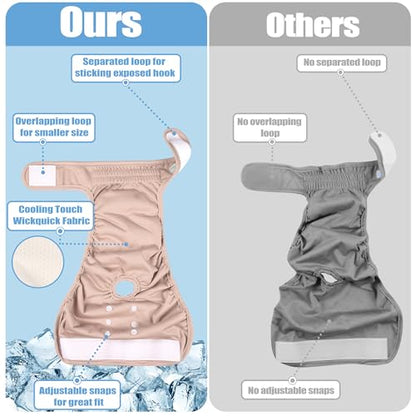 wegreeco Cooling Dog Diapers Female, Reusable Dog Cooling Diapers, High Absorbent Puppy Doggie Panties for Heat, Excitable Urination, or Incontinence, Self-Cooling, 5 Pack(Elegant, X-Large) - size: X-Large
