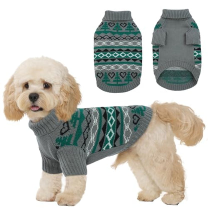 Christmas Dog Sweater for Small to Large Dogs - Festive Grey Knit Pullover, Cute Holiday Winter Coat, Soft & Warm Pet Clothing, Machine Washable Grey L - color: Grey, size: Large