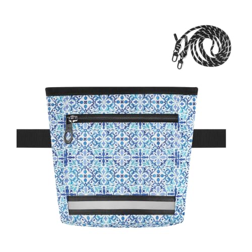 Mandala Water-Resistant Dog Treat Pouch, 3 Ways to Wear Treat Bag with Magnetic Closure & Reflective Strip, Hands-Free for Pet Training, Walking