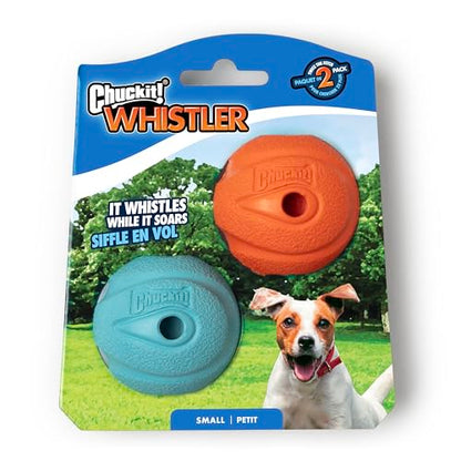 Chuckit! The Whistler Ball Dog Toy, Small (2 Inch Diameter) for Dogs 0-20 lbs, Pack of 2