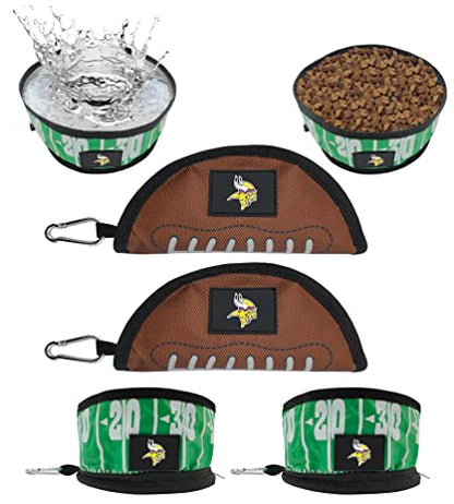 Pets First NFL Collapsible Pet Bowl - color: Minnesota Vikings, style: 2 Pack