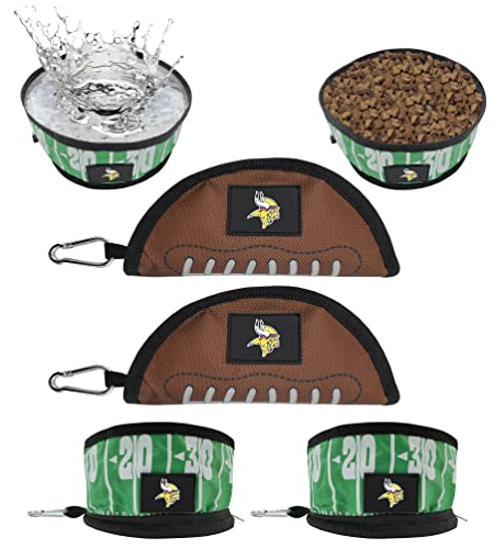 Pets First NFL Collapsible Pet Bowl - color: Minnesota Vikings, style: 2 Pack