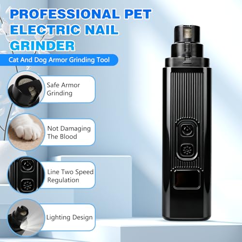 2026 New Cat Nail Trimmer - 2 Adjustable Speeds, 360° Grinding, Ultra Quiet Under 40dB, Safe Powerful Pet Nail Grooming Tool for All Cats & Dogs (Black) - color: Black