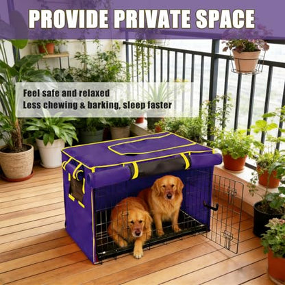 48-Inch Purple Dog Crate Cover – Light-Blocking Protective Cover with Roller Shades, Sound-Dampening Sunshade for Wire Kennels, Features Breathable Side Window (Cover Only) - color: Purple, size: 48.0"L x 30.0"W x 33.0"H