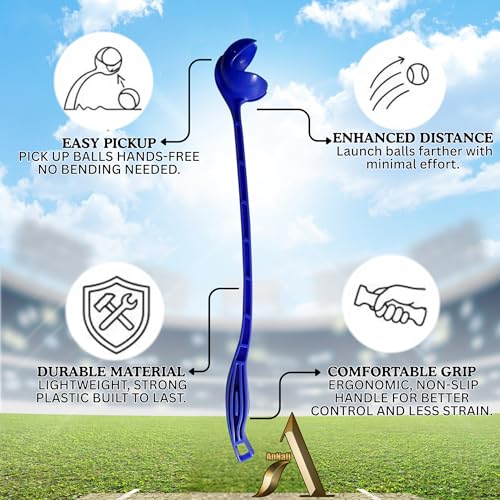 AnNafi® Speed Arm Ball Thrower | Cricket Practice Ball Speed Arm Launcher & Pickup| Ball Dog Thrower | Fetch & Fold Balls Launcher Set | Cricket Practice Equipments (Only Thrower, Blue) - color: Blue, size: Only Thrower