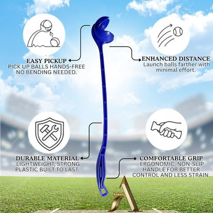 AnNafi® Speed Arm Ball Thrower | Cricket Practice Ball Speed Arm Launcher & Pickup| Ball Dog Thrower | Fetch & Fold Balls Launcher Set | Cricket Practice Equipments (Only Thrower, Blue) - color: Blue, size: Only Thrower