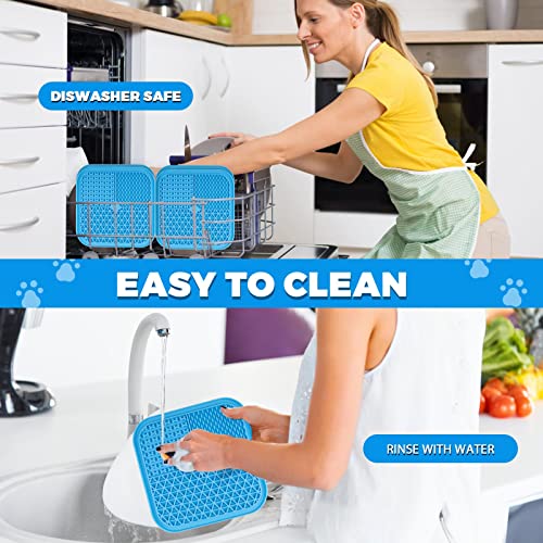 NearHome Lick mat for dog and cat with suction cup and silicone bowl-Extra spoon and brush,3 part for peanut butter,yogurts and different foods,Boredom and Anxiety Reducer,Perfect for Bathing Grooming
