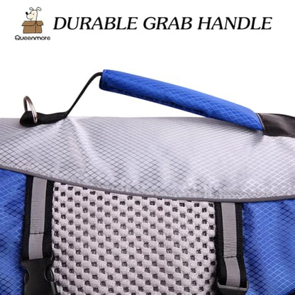Dog Life Jacket Swimming Vest Lightweight High Reflective Pet Lifesaver with Lift Handle, Leash Ring Blue,XS - color: Blue, size: X-Small