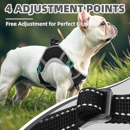 PUPTECK Dog Harness Small Sized Dog, Step in Adjustable Reflective Dog Vest Harness Escape Proof, No Pull Soft Padded Harness Easy Control, Black, M - color: Black, size: M (CHEST: 14.5"-20")
