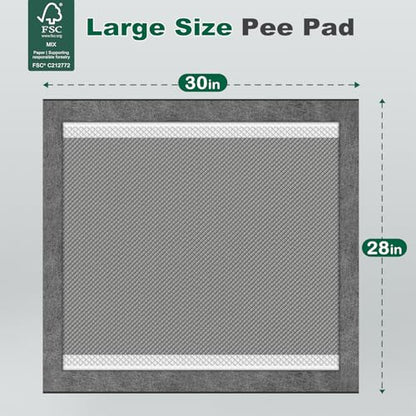 MIZOK Pee Pads for Dogs Charcoal, 28x30in Large Wee Wee Pads for Dogs, Superior Odor Protection, Super Absorbent & Leak-Proof, Puppy Pads with Adhesive Tabs, Thick & Heavy (50 Count) - size: Large 28"x30" 50 Count