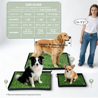 HQ4US 4LEGS Dog Grass Pad with Foldable Dog Litter Box,Large Liner Base for Balcony，Ultra-Absorbent Artificial Grass Pads for Dogs Pee Pad Holder, Potty Training, 2 PCS Reusable Pee Pad - size: Large for Dog＜ 28" Length