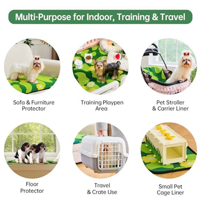 Qeils Reusable Puppy Pads for Small Dogs, Washable Pee Pads with Non-Slip , Absorbent Leakproof Mat for Crates, Playpens, Pet Beds & Whelping, Indoor Potty Training Grass Green, 30"x34", 4 Pack - size: 30"x34"(Pack of 4)