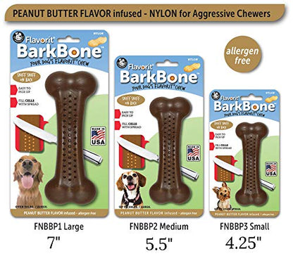 Pet Qwerks Barkbone Flavorit Peanut Butter Flavor Bone - Fillable Surface for Spreads; Tough Durable Toys for Aggressive Power Chewers | Made in USA - Medium & Small Dogs - size: Medium