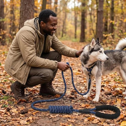 1 Pack 6 FT Heavy Duty Rope Dog Leash, Reflective Training Lead with Padded Handle, Tangle-Free Gear to Manage Large Medium Breeds, Navy Blue
