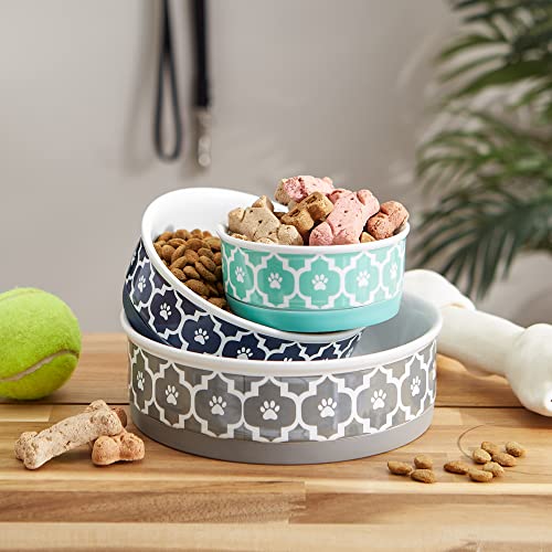 Bone Dry Lattice Collection Pet Bowl & Canister, Small Set, 4.25x2", Gray, 2 Count - color: Gray, size: Small Set, 4.25x2"