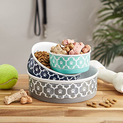 Bone Dry Lattice Collection Pet Bowl & Canister, Single Dish, Medium 6x2", Nautical Blue - color: Nautical Blue, size: Medium Single Dish, 6x2"