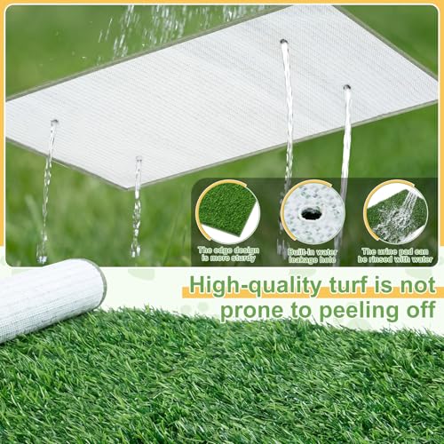 Mifoci 4 Pcs Dog Pee Tray, 31.5" x 19.6" Stainless Steel Dog Toilet, Comes with 2 Grass Mats and 1 Drainage Mat - Durable, Rust-Proof, Easy to Clean Toilet for Large Indoor Outdoor Use