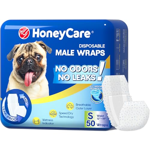 HONEY CARE All-Absorb A26 Male Dog Wrap, 50 Count, Small - size: 50 Count Pack of 1