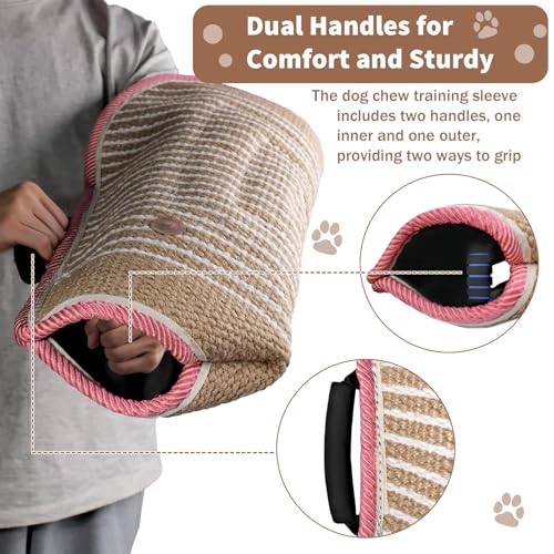 5 Pcs Dog Training Set Interactive Professional Equipment with 2 Training Sticks Dog Sleeve Pillow Tug Toy and Rubber Ball for K9 Puppy Fetch Biting (Red)