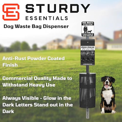 Complete Premium Dog Waste Station with 11.5 Gallon Pet Waste Bin, Trash Receptacle, Weatherproof, Stainless Steel, Easy Bag System Includes 300 Dog Waste Bags & 25 Liners - Black - color: Black 2