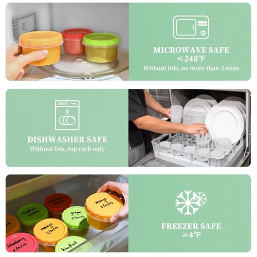 TOFLEN Reusable Small Freezer Containers 8 Oz Plastic Food Storage Containers with Screw On Lids, Leakproof & Airtight, Freezer Safe, Dishwasher Safe, Set of 6 Multicolor - size: 8 oz*6