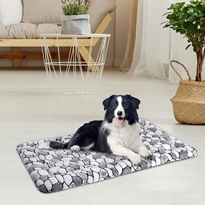 VANKEAN Dog Crate Pad Bed Mat Reversible (Warm & Cool), Soft Pet Sleeping Mat Dog Bed for Crate Suitable for Small to XX-Large Dogs and Cats, Machine Washable Crate Beds, Grey Stone Pattern - size: Large