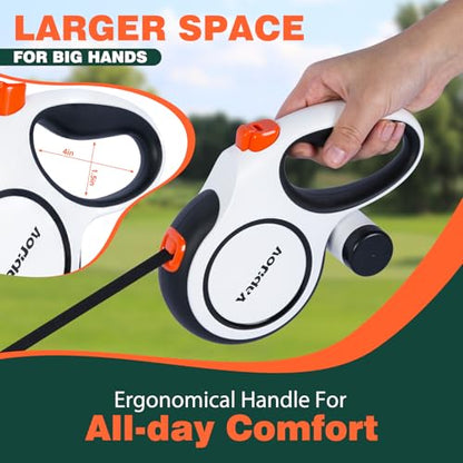 Retractable Dog Leash, 16ft Heavy Duty Retractable Pet Leash with Poop Bag Holder, 360° Tangle-Free for Small Medium Large Dogs Up to 66lbs, Anti-Slip Handle,One-Handed Brake Pause Lock（White） - color: White, size: 16ft up to 66lbs