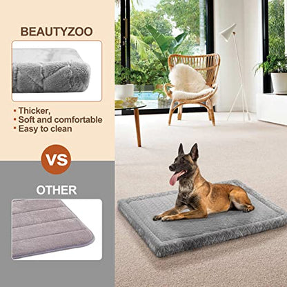 BEAUTYZOO Dog Bed Crate Pad 30 x 20 inch, Washable Dog Crate Mat for Medium Sized Dogs, Anti-Slip Pet Crate Bed Kennel Pad, Durable Cozy Puppy Sleeping Mat Rectangle Mattress, Grey - color: Wheat, size: 30.0"L x 20.0"W x 1.1"Th
