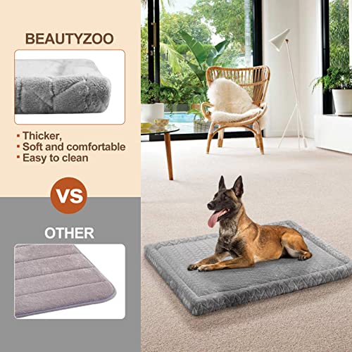 BEAUTYZOO Dog Bed Crate Pad 36 x 24 inch, Washable Dog Crate Mat for Large Sized Dogs, Anti-Slip Pet Crate Bed Kennel Pad, Durable Cozy Puppy Sleeping Mat Rectangle Mattress, Grey - color: Wheat, size: 36.0"L x 24.0"W x 1.1"Th