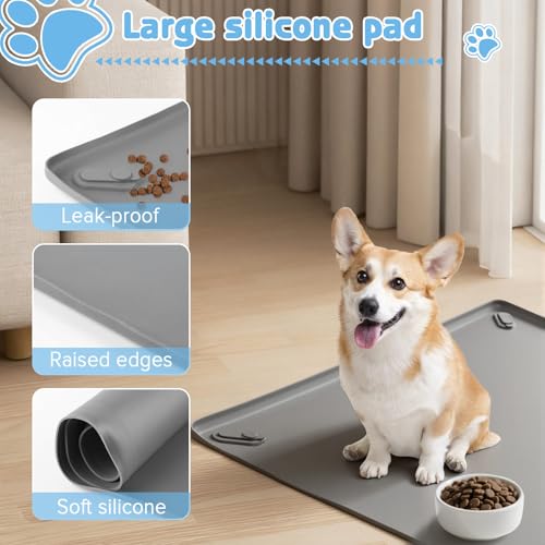 Pee Pad Holder for Dogs, 24" x 24" Non-Slip Silicone Dog Puppy Pad Holder, No Spill Raised Lip High Edge,Portable, Magnetic fixation，Leak-Proof Mat Holder, Square Potty Trays for Home Floor Protection - size: 24*24