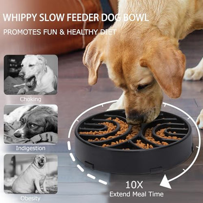 WHIPPY Slow Feeder Maze Dog Bowl - Anti-Choking, Anti-Slip Interactive Puzzle Feeder for Large Dogs, Black - color: black