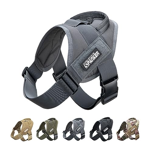 EXCELLENT ELITE SPANKER Tactical Dog Vest Training Military Patrol Service Dog Harness Easy Control Adjustable No-Pull Nylon Pet Harness with Handle for Small Medium Large Dogs(Grey-S) - color: Grey, size: S