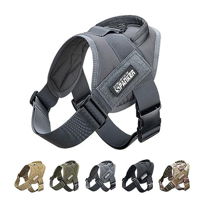 EXCELLENT ELITE SPANKER Tactical Dog Vest Training Military Patrol Service Dog Harness Easy Control Adjustable No-Pull Nylon Pet Harness with Handle for Small Medium Large Dogs(Grey-S) - color: Grey, size: S