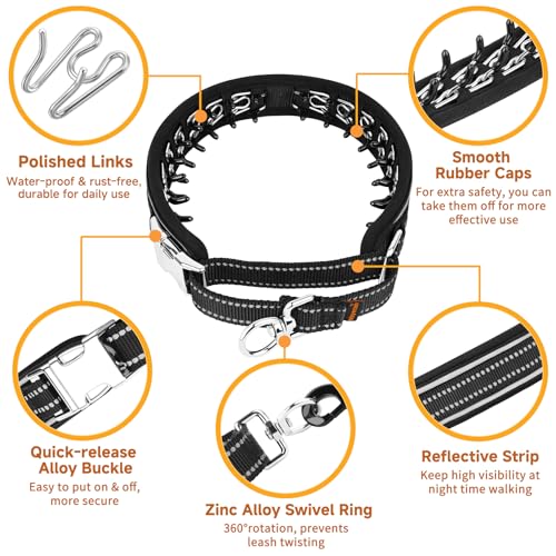 Mayerzon Martingale No Pull Collar for Medium Large Dogs, Walking Training Collar for Dogs German Shepherd Boxer Rottweiler That Pull, Reflective, with 360° Swivel Ring and Release Buckle(XXL, Black) - size: 2X-Large,2.5mm,20.5"-21.75"Neck